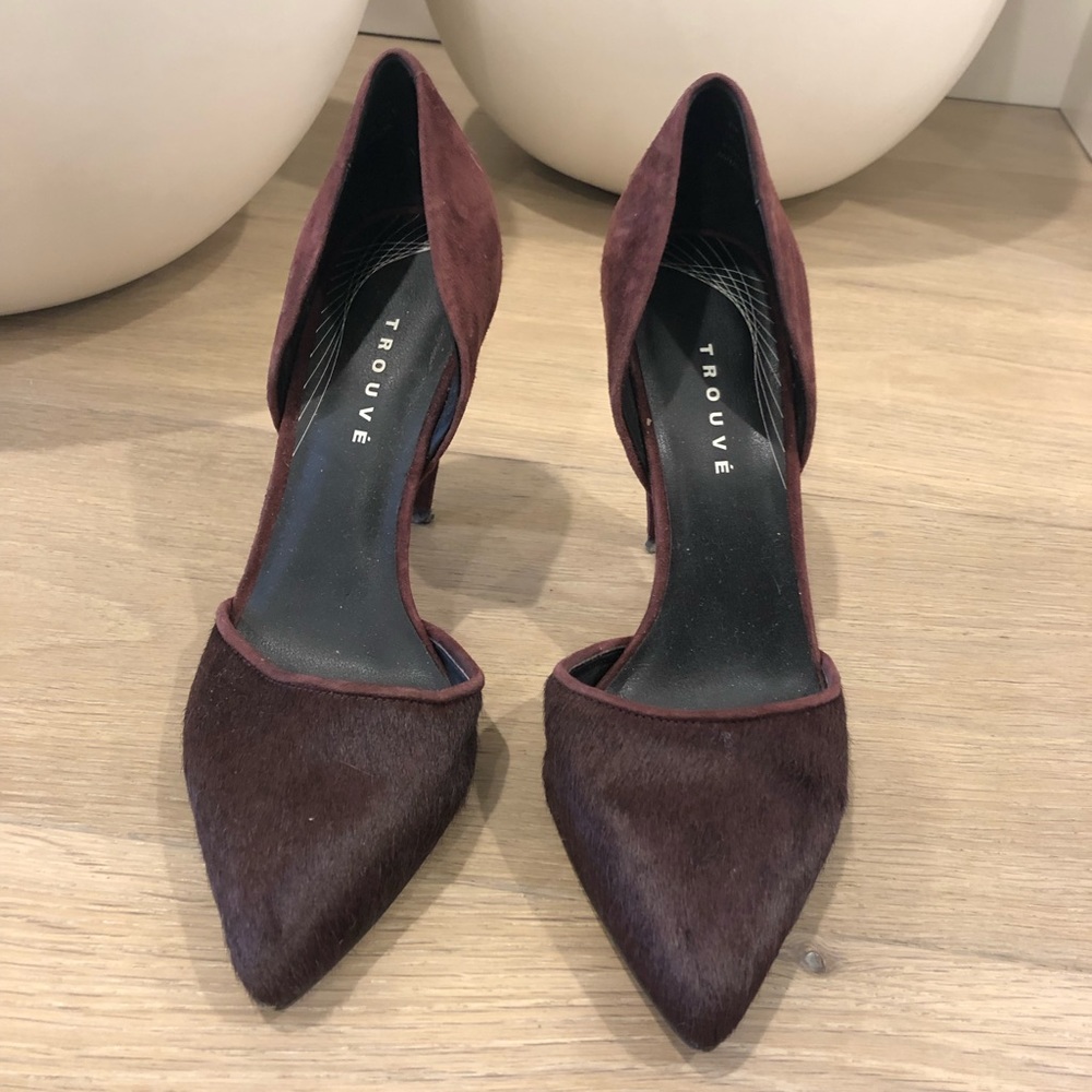 Burgundy Pony-hair Heels by Trouve (Size 6M)